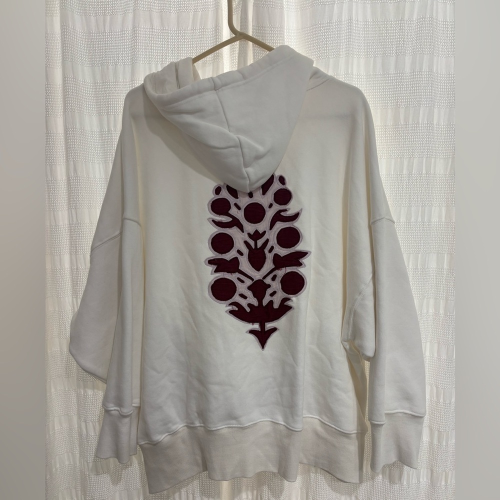 Like New Free People Movement sprint to Finish Logo Ivory Hoodie size M - Picture 4 of 6